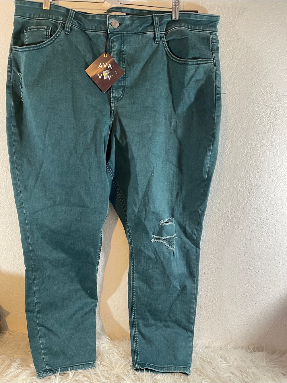 AVA & VIV Women's Teal Green and Blue High-Rise Skinny Denim Jeans Size 24W NEW - Picture 2 of 13